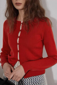 Colorblock Fake Two Piece Cardigan